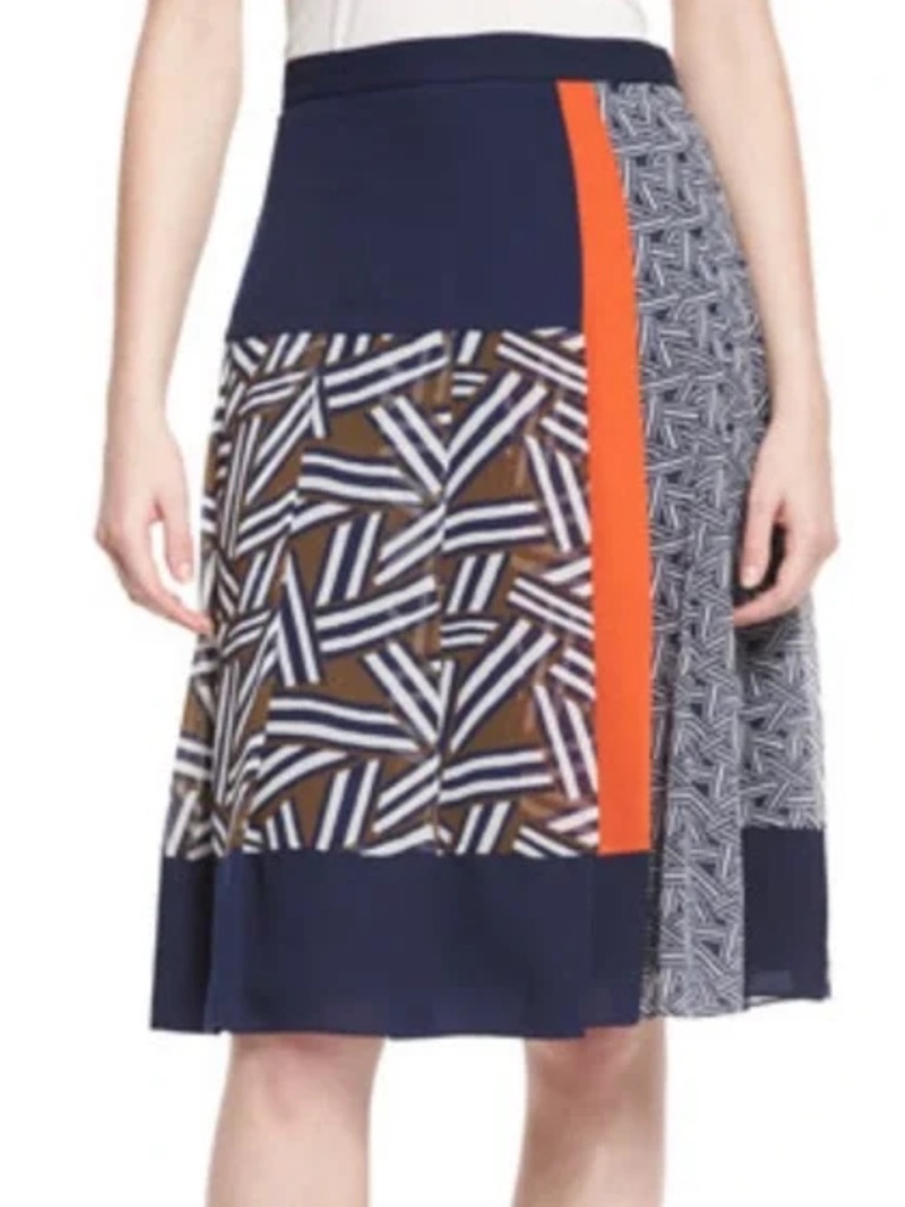DVF | Diane Von Furstenberg Cici Colorblock Pleated Skirt Size 8